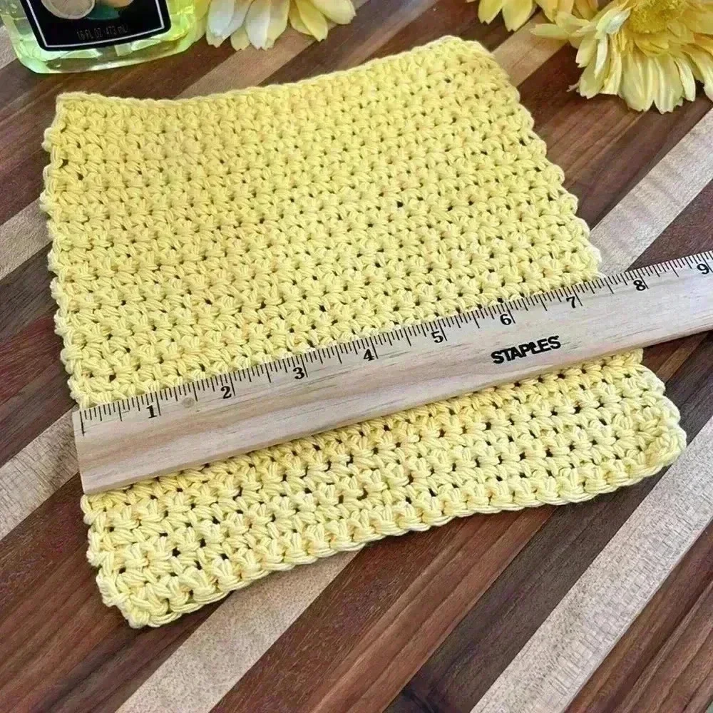 100% Cotton Hand Crocheted Washcloth/Dishcloth - Set of 3